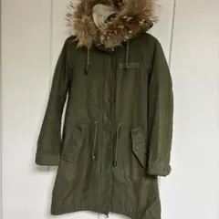 オリーブグリーン モッズコート ファー付き
