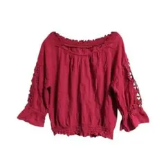 MAJESTIC LEGON　七分袖 オフショルダーブラウス　レッド　M　可愛い