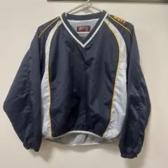 ZETT 長袖 Vネックジャケット ネイビー/シルバー