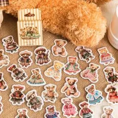 【178】シール 45枚 ステッカー くま テディベア レトロ コラージュ素材