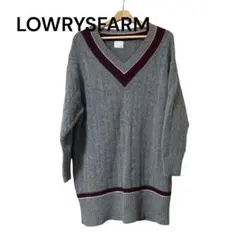 LOWRYS FARM グレー Vネック ワンピース Fサイズ ニット