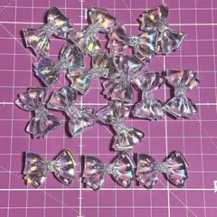 【新品①】アクリルビーズ デコパーツ プラパーツ リボン 15個 まとめ売り