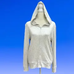 GU ライトグレー フルジップ フード付き 薄手 長袖 パーカー L