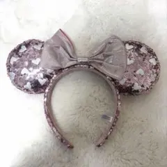 ディズニー カチューシャ 耳 ミニー ピンク スパンコール ハート リボン