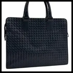 6323 美品 ボッテガヴェネタ イントレチャート レザー ビジネスバッグ 紺色