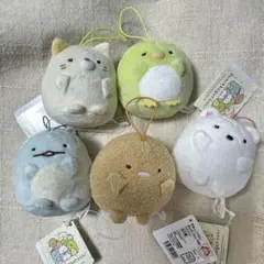 すみっコぐらし　ばんざい、ゴムひも付きマスコット　5個コンプリートセット