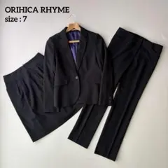 【美品】ORIHICA 3点セット パンツ スカート ブラック チェック 7号のサムネイル