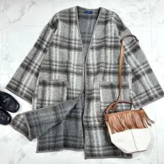 SHIPS シップス　　 ノーカラーコートパイピング　チェック　ライトアウター