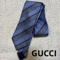 GUCCI ネクタイ 青　ストライプ