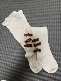 petitmainリボン付き ベビータイツ