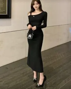 shein ワンショルダーワンピース