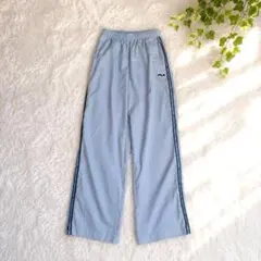 Z◇FILA◇ トラックパンツ M 水色 サイドライン 裾ジップ ロゴ スポーツ