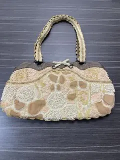 JAMIN PUECH ハンドバッグ ビーズ 刺繍 パッチワーク レザー