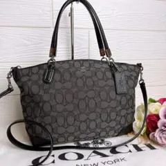 未使用級☆COACHコーチ 2wayショルダーバッグ ブラック キャンバスレザー