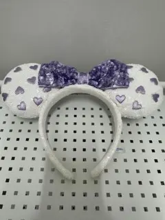 ミニーマウス耳カチューシャ（ホワイト・パープル）