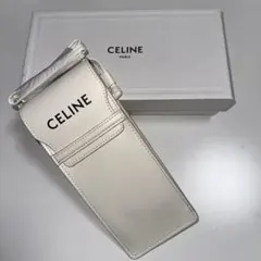 CELINE ホワイトレザー スマホショルダーバッグ