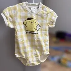 ポムポムプリン チェック柄ロンパース 80 バースデイ　フタフタ