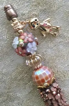 カスタムボールペン  «No.139»  ブラウンラメ  フラワー くまチャーム