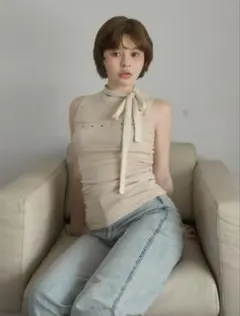 andmary Amy ribbon tops ivory - メルカリ