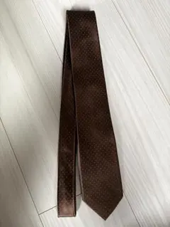 100% 실크 브라운 도트 타이