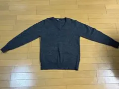 【ラムウール】ポロバイラルフローレン／ニット　刺繍ロゴ　Sサイズ　ダークグレー