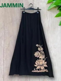 ロータスロングスカート　スパンデックス　アジアン　エスニック　蓮