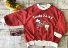 フタフタ キティ トレーナー トップス 赤 裏起毛 90cm