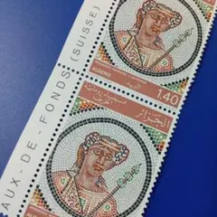 7139 外国切手 アルジェリア ローマ時代モザイク画 2ブロック