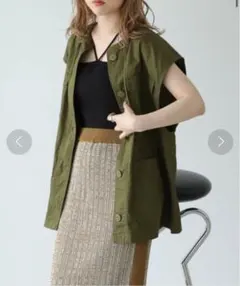 オリーブ ミリタリージャケット ノースリーブ