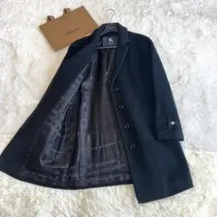極美品　バーバリーロンドン　ステンカラーコート　比翼　シャドーチェック　アルパカ