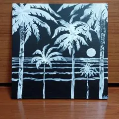 題『サンセットビーチ 白と黒』アクリル画 手描き キャンバス画 shin1画のサムネイル
