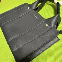 【未使用】紺色 合皮 ミニトート 手提げバッグ 仕分けバッグ ファスナー 仕切り