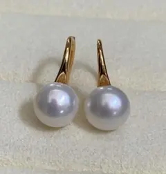 天然真珠ピアス　k18GP アレルギー対策　8-7.5mm ホワイト 2a