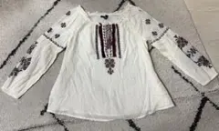 刺繍入り長袖ブラウス ホワイトのサムネイル