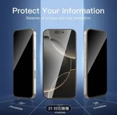 iPhone 15Pro ワンクリックフィルム 9H強化ガラス 2枚セット