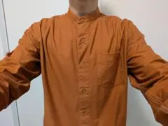 무인 양품 스탠드 컬러 긴팔 셔츠 브라운 M