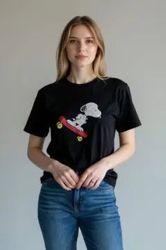 スヌーピー スケートボード Tシャツ 黒　XS キッズ