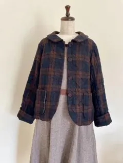 【コンジェペイエアデュートリステス】シワ加工チェックウールジャケット