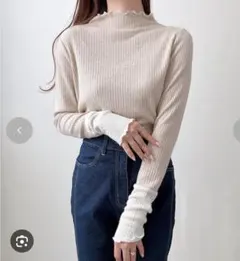 しまむら　koko ラメリブ　メロウニット　M　　配色