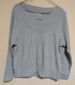 mystic グレー Vネック 長袖ニット