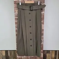 INGNI　イング　スカート　カーキ　ベルト　Mサイズ　ロング丈　フロントボタン