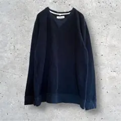 ikkaトレーナー　プルオーバー　ネイビー　タオル地　M