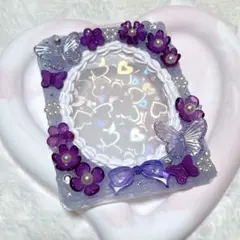 ⭐️即購入OK❤︎硬質ケースデコ ホイップデコ 紫 パープル 花 蝶々 No.98
