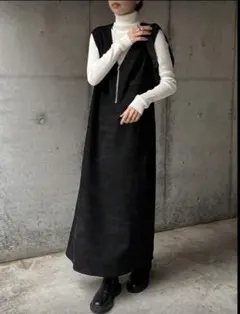 秋冬　ノースリーブ　ワンピース　ジップアップ