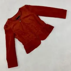 STRAWBERRY-FIELDS ジップアップジャケット レッド 長袖 フリル