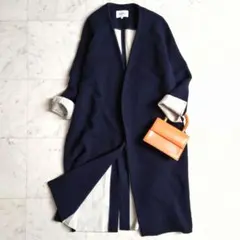 人気♪ エンフォルド ウール ノーカラー ロングリバーコート バックスリット