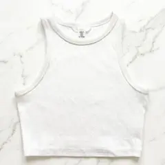 H&M ホワイト クロップドタンクトップ