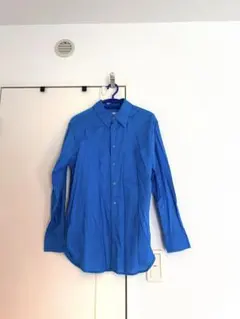青色 長袖シャツ 胸ポケット付き
