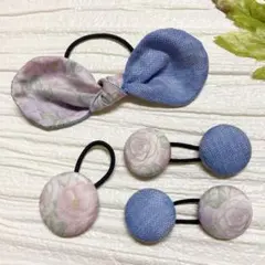 超お買い得♡お揃い　リバティ　うさみみリボン、くるみボタン　贅沢4個セット