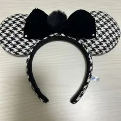 ハウンドトゥース柄 ミッキー耳カチューシャ